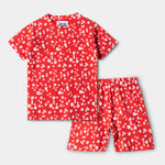Red Flower Shorts Set