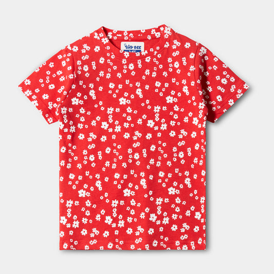 Red Flower Shorts Set