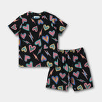 Black Heart Shorts Set