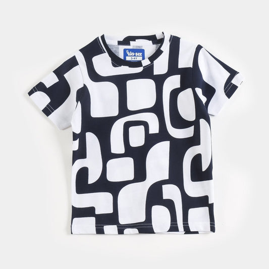 Black & White Abstract Shorts Set unisex kidswear — back view | A Tiny Bee