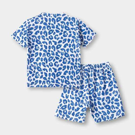 Blue Spots Shorts Set unisex kidswear — back view | A Tiny Bee