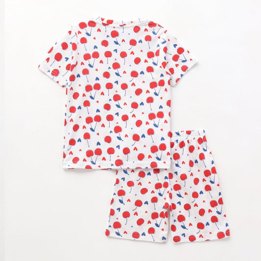 Cherry Pop Shorts Set unisex kidswear — back view | A Tiny Bee