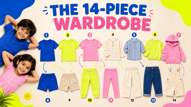A 14-Piece Kids Capsule Wardrobe for Indian Weather - A Tiny Bee