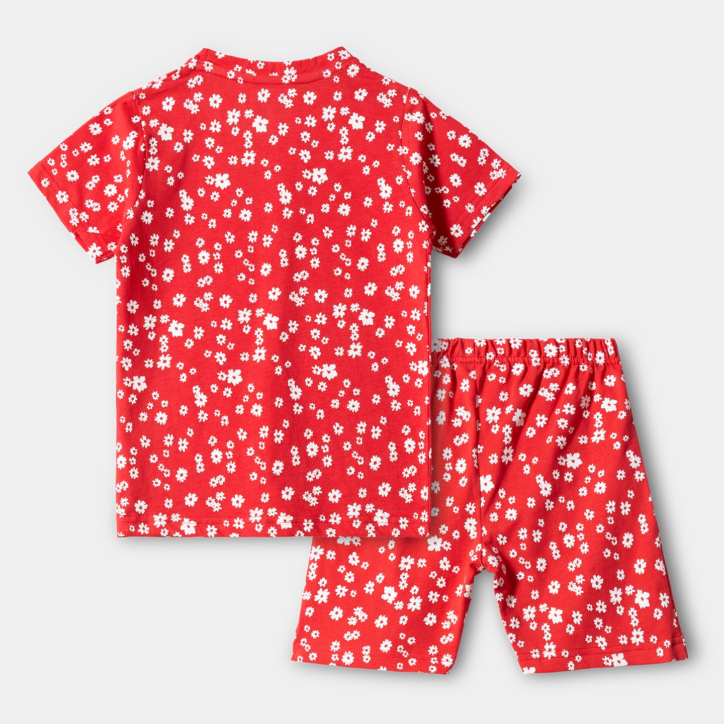 Red Flower Shorts Set