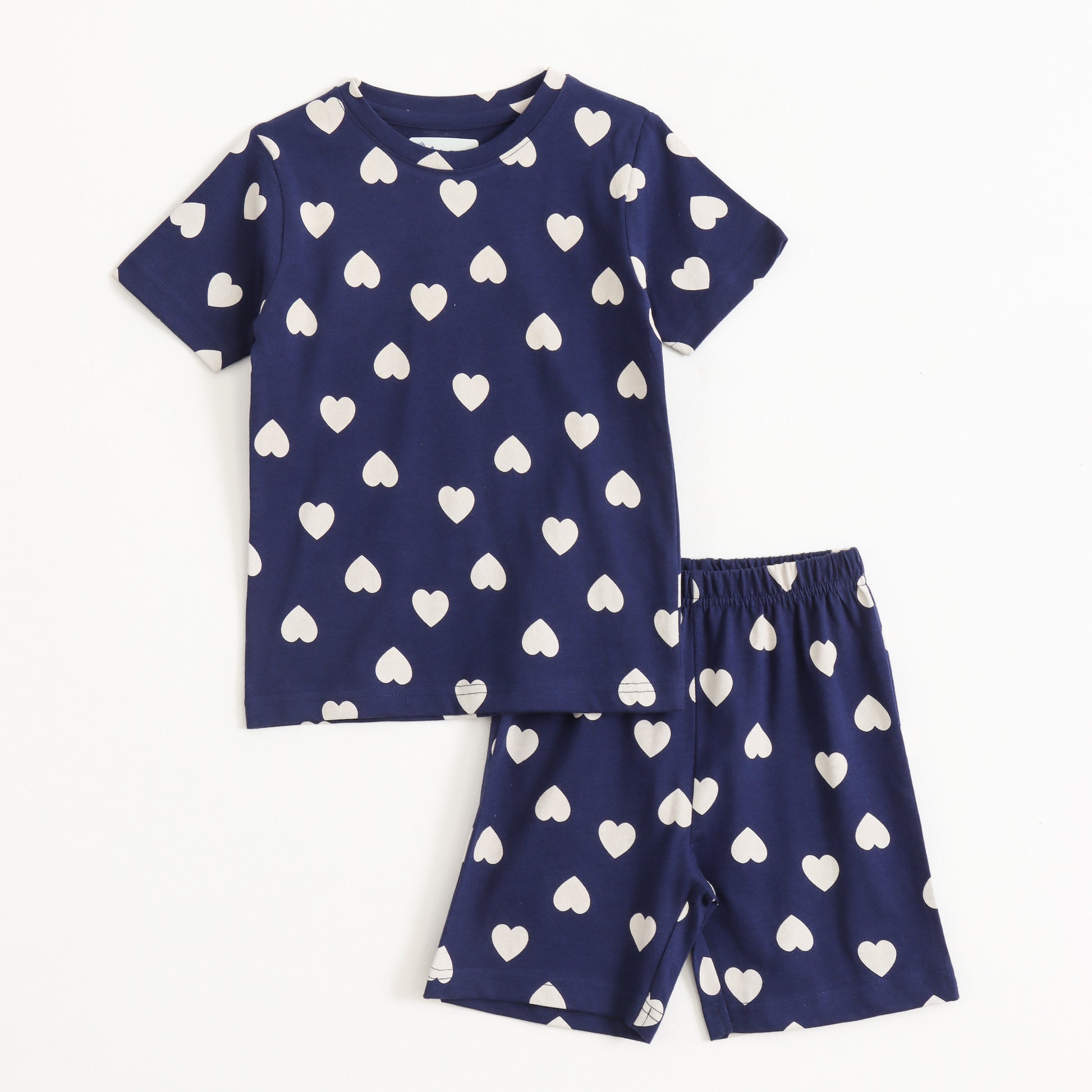 Navy Heart Pop Shorts Set (Unisex) cotton kids shorts set - image 1