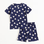 Navy Heart Pop Shorts Set (Unisex) cotton kids shorts set - image 1