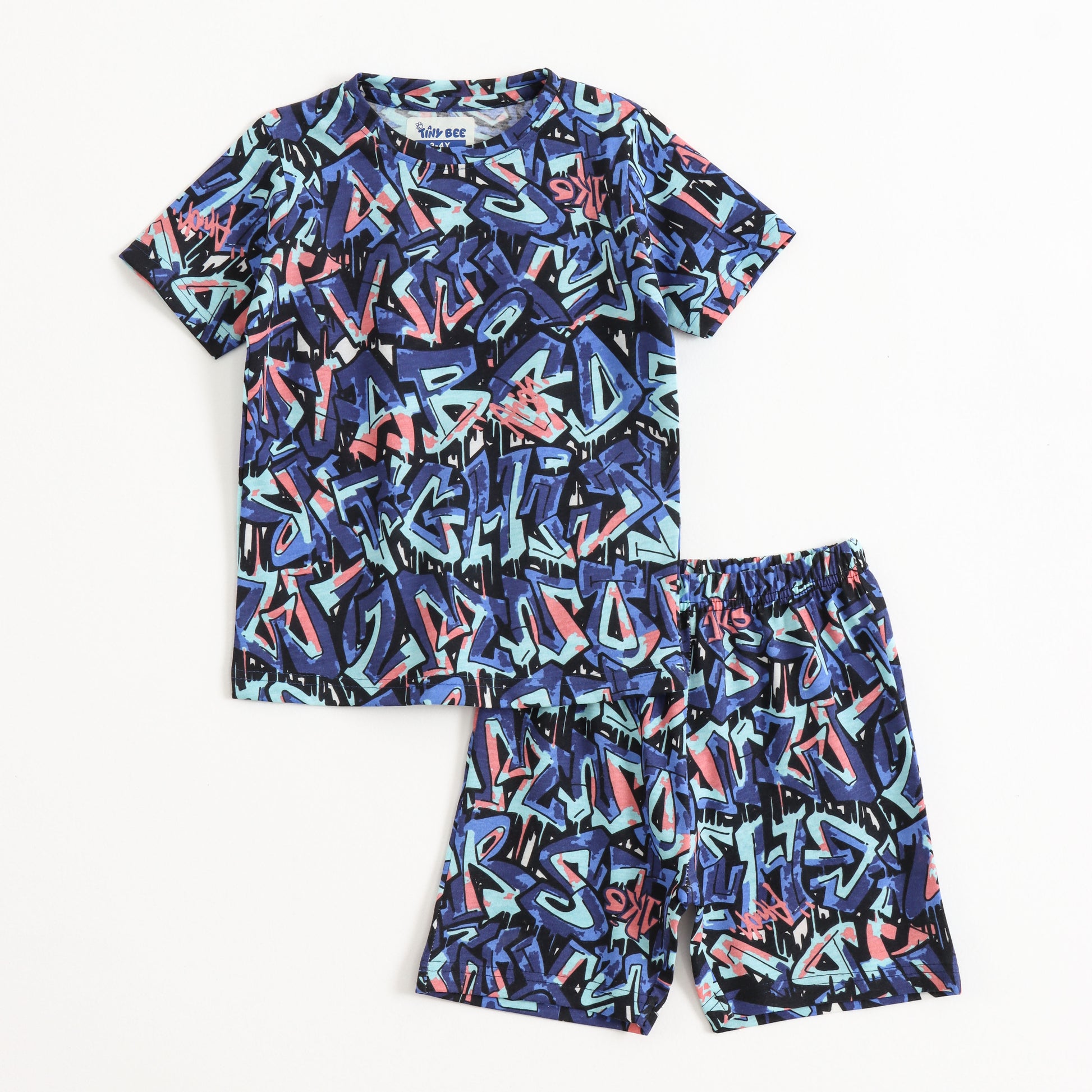 Neon Scribble Shorts Set (Unisex) cotton kids shorts set - image 1