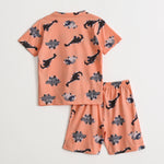 Peach Dino Roar Shorts Set (Unisex) cotton kids shorts set - image 2