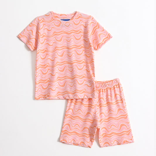 Peach Wave Shorts Set (Unisex) cotton kids shorts set - image 1