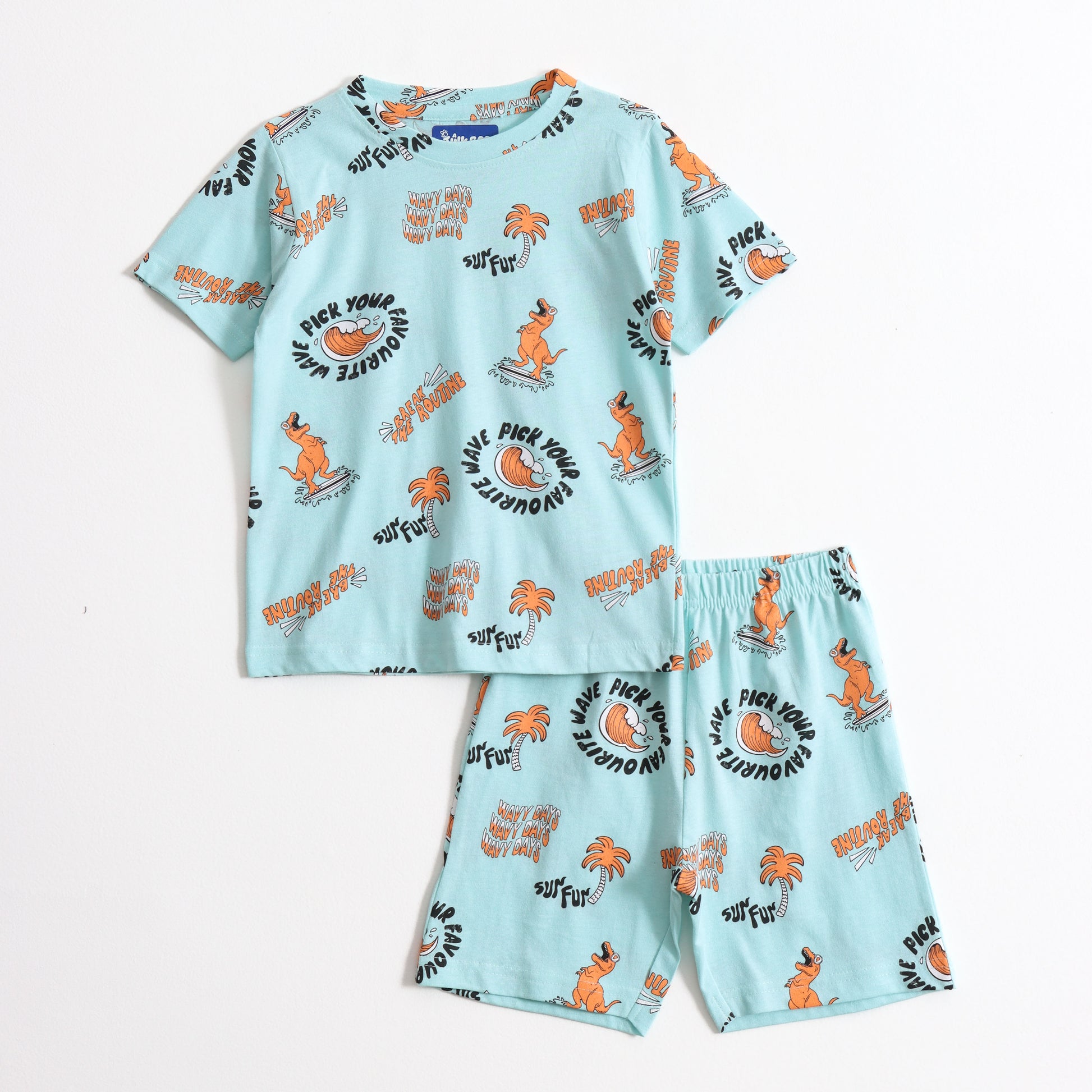 Dino Stamp Shorts Set (Unisex) cotton kids shorts set - image 1