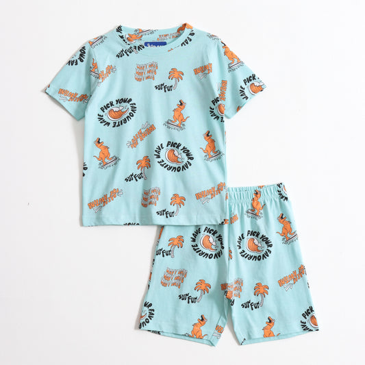 Dino Stamp Shorts Set (Unisex) cotton kids shorts set - image 1
