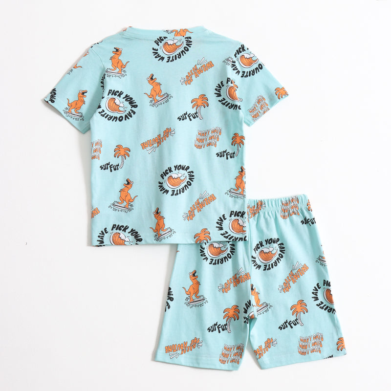 Dino Stamp Shorts Set (Unisex) cotton kids shorts set - image 2