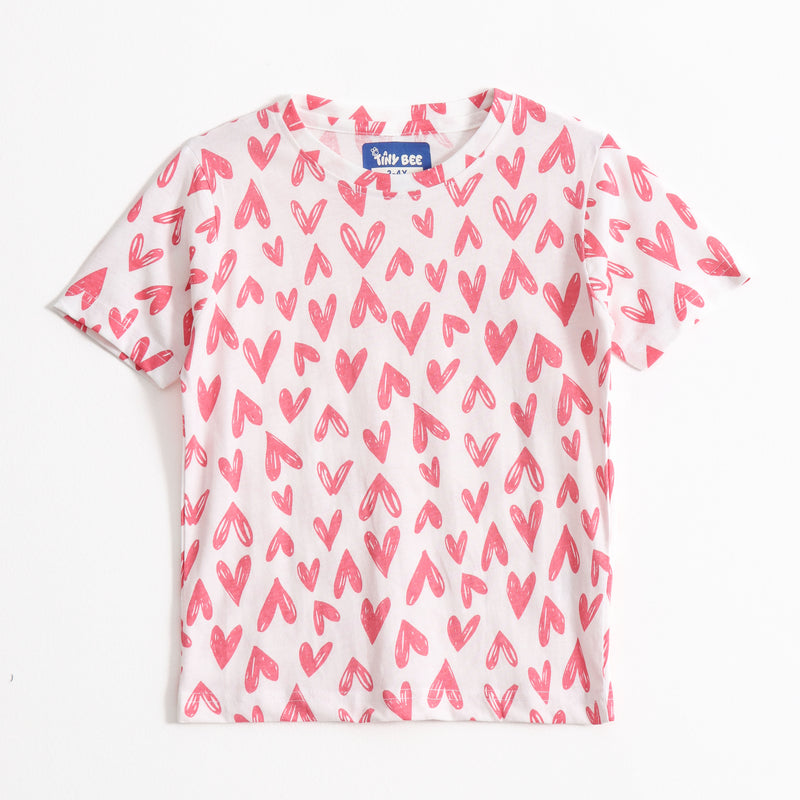Pink Chevron Heart Shorts Set (Unisex) cotton kids shorts set - image 3