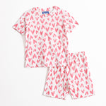 Pink Chevron Heart Shorts Set (Unisex) cotton kids shorts set - image 1