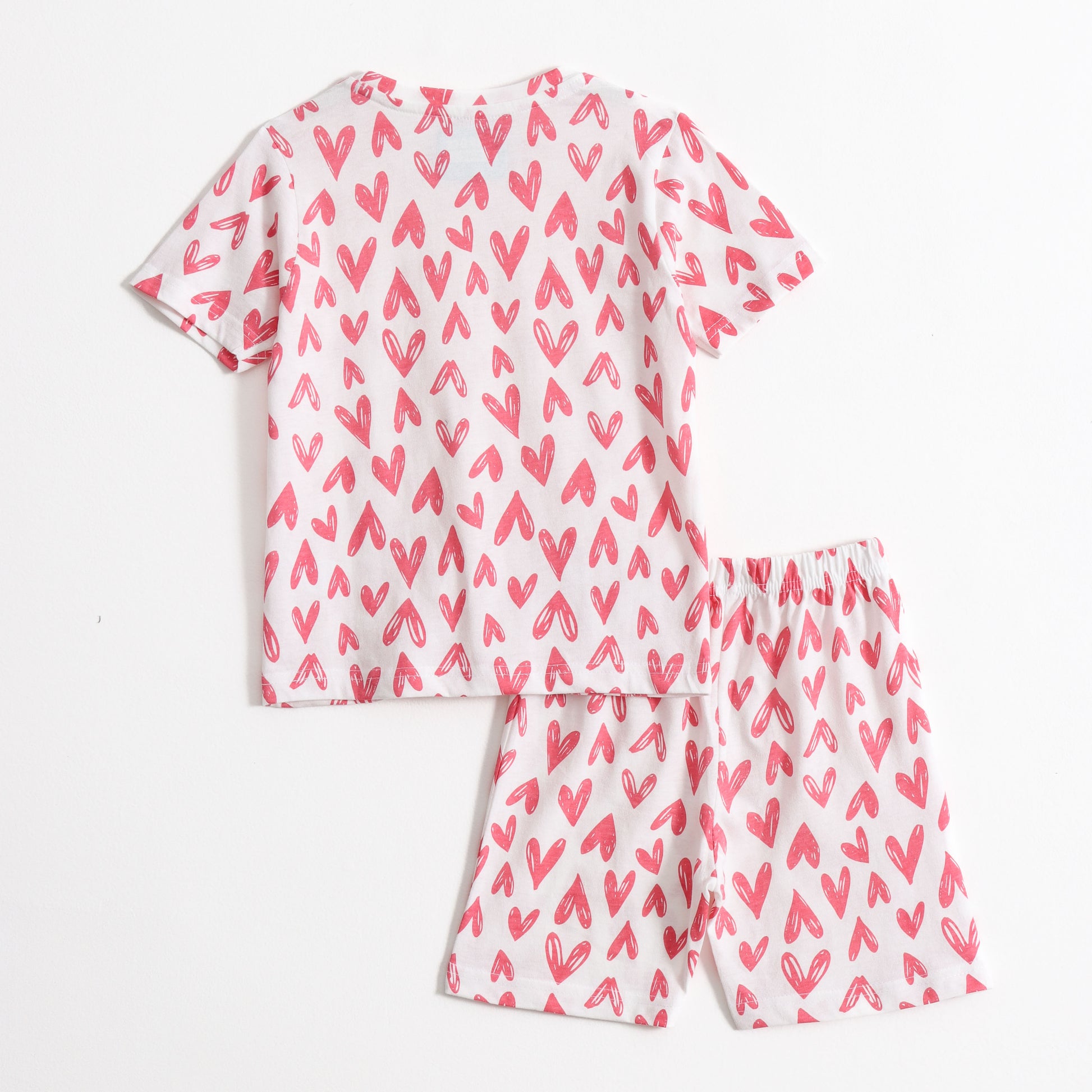 Pink Chevron Heart Shorts Set (Unisex) cotton kids shorts set - image 2