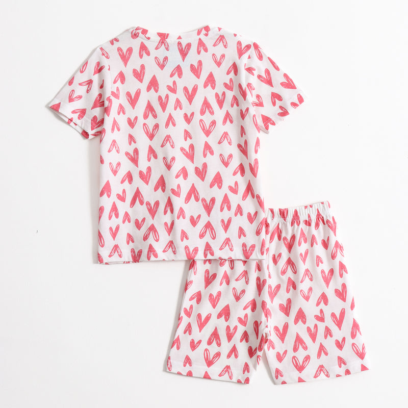 Pink Chevron Heart Shorts Set (Unisex) cotton kids shorts set - image 2
