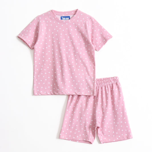 Blush Dot Shorts Set (Unisex) cotton kids shorts set - image 1
