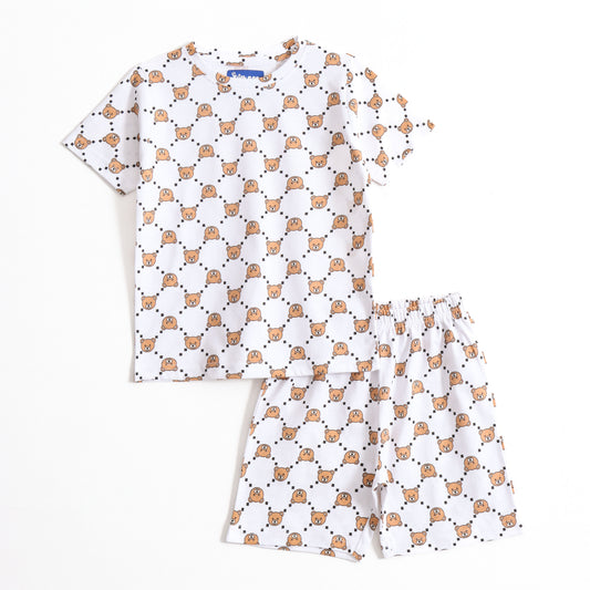 Teddy Check Shorts Set (Unisex) cotton kids shorts set - image 1