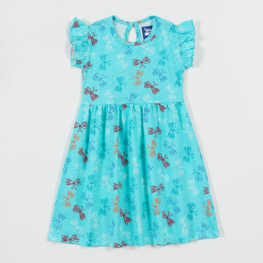 Aqua Butterfly Girls Frock cotton girls frock - image 1