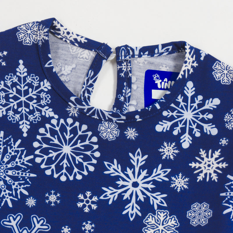 Navy Snowflake Girls Frock cotton girls frock - image 4