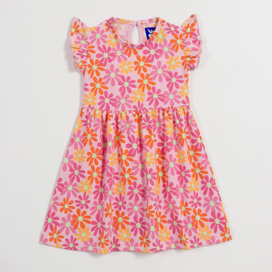 Pink Daisy Girls Frock cotton girls frock - image 1