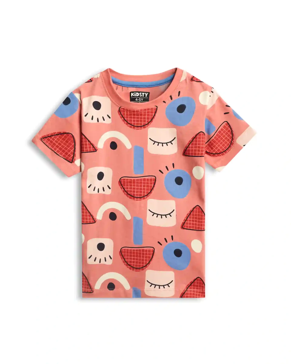 Abstract Faces Unisex Shorts Set print detail — kids 1-7y | A Tiny Bee