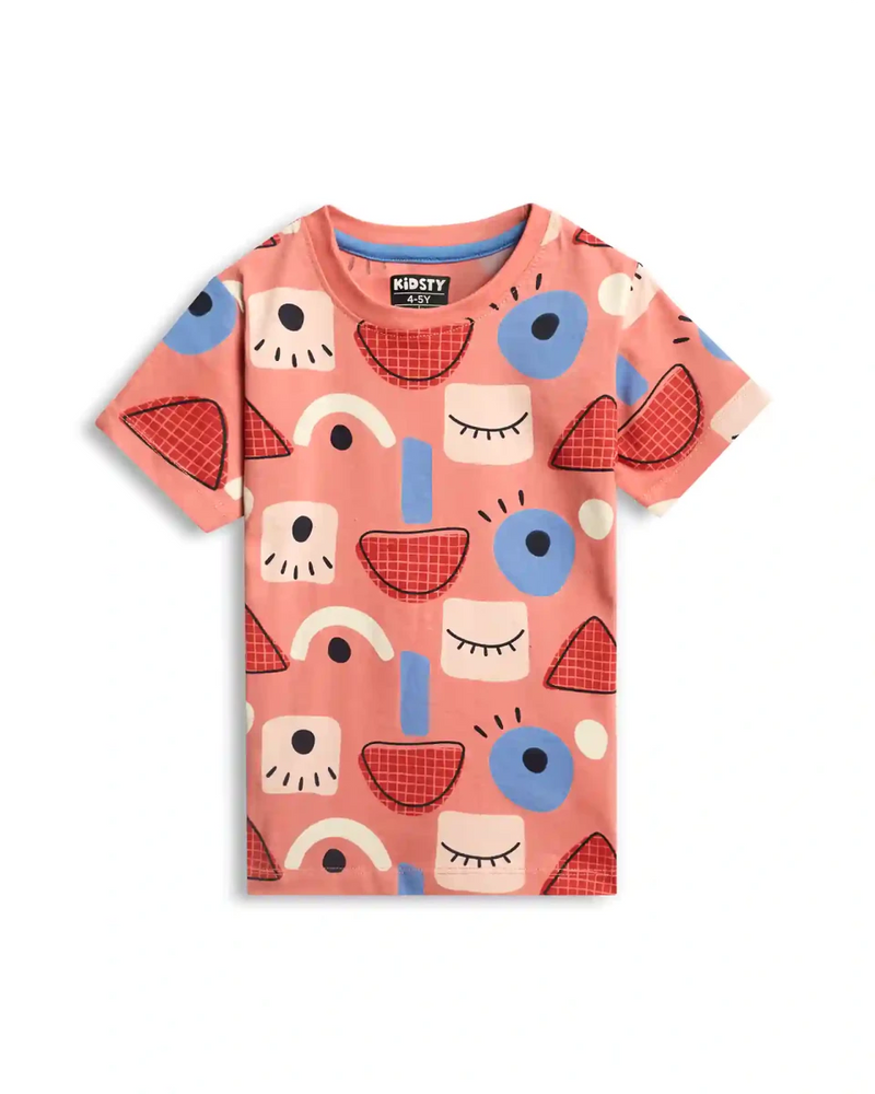 Abstract Faces Unisex Shorts Set print detail — kids 1-7y | A Tiny Bee