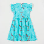 Aqua Butterfly Girls Frock — back flatlay | A Tiny Bee