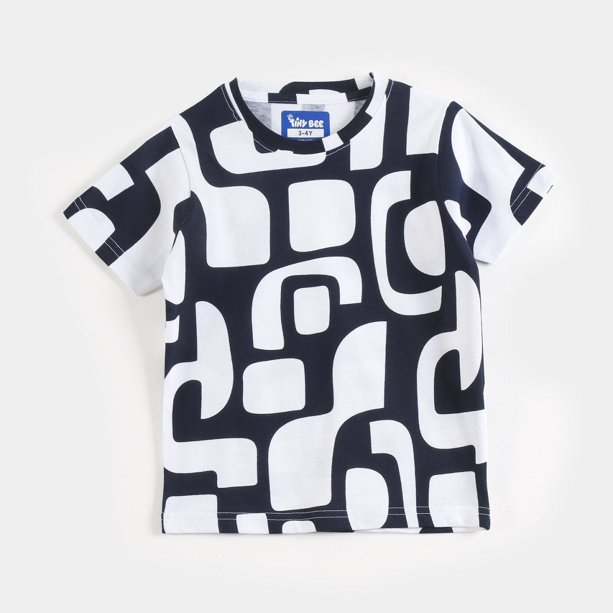 Black & White Abstract Shorts Set unisex kidswear — back view | A Tiny Bee