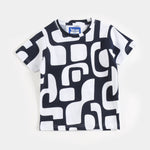 Black & White Abstract Shorts Set unisex kidswear — back view | A Tiny Bee
