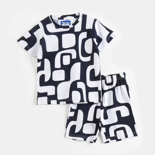 Black & White Abstract Shorts Set for kids ages 1-7 — front view | A Tiny Bee