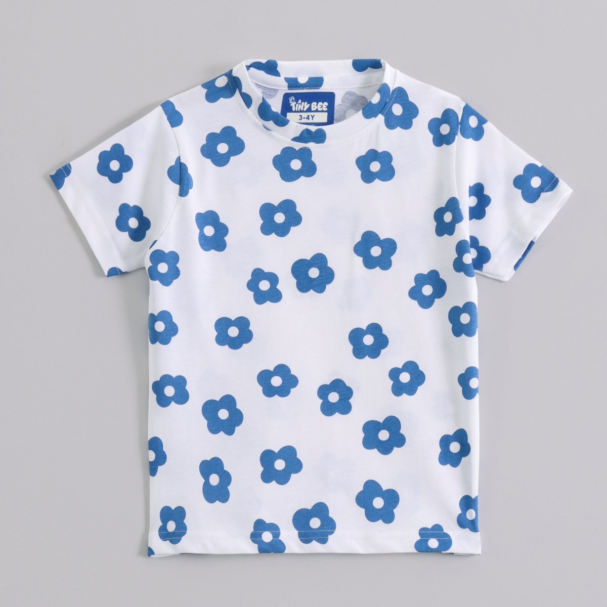 Blue Blossom Shorts Set print detail — kids 1-7y | A Tiny Bee