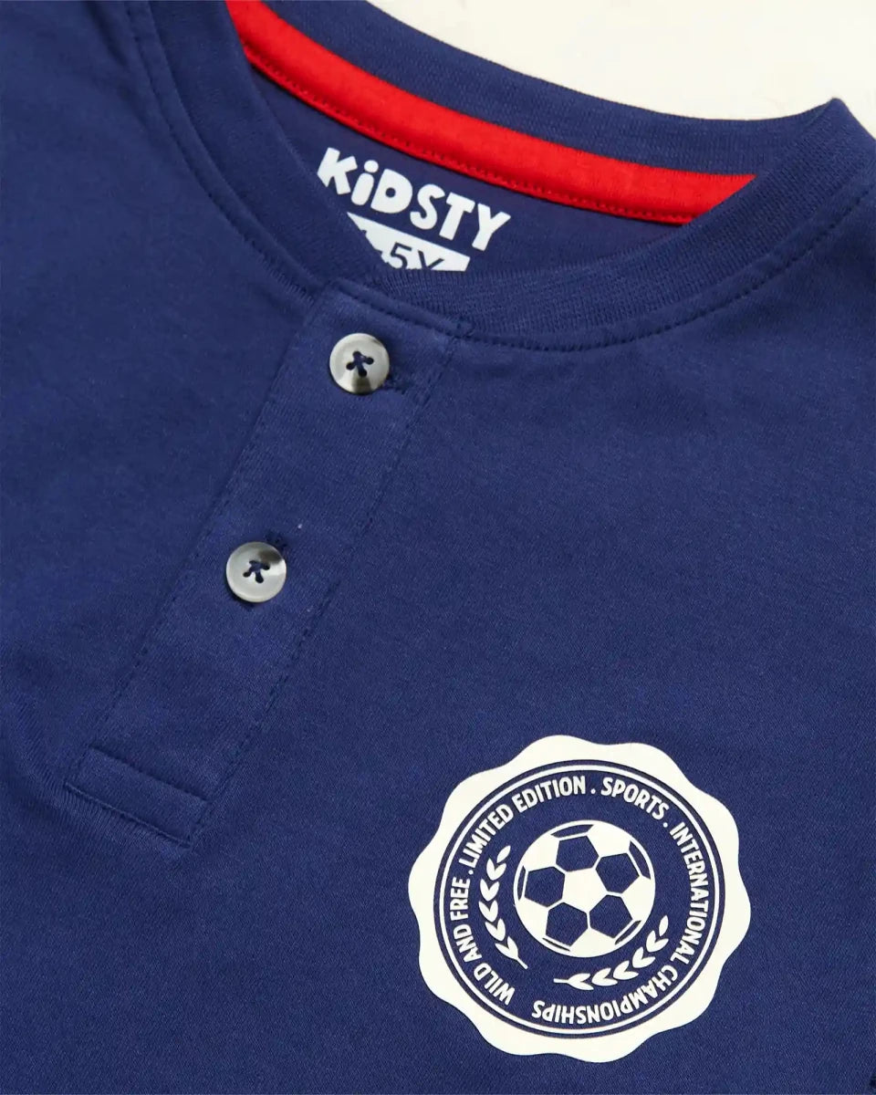 Blue Champion Boys Pajama Set Shorts Set unisex kidswear — back view | A Tiny Bee