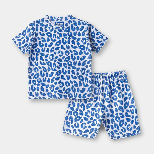 Blue Spots Shorts Set for kids ages 1-7 — front view | A Tiny Bee