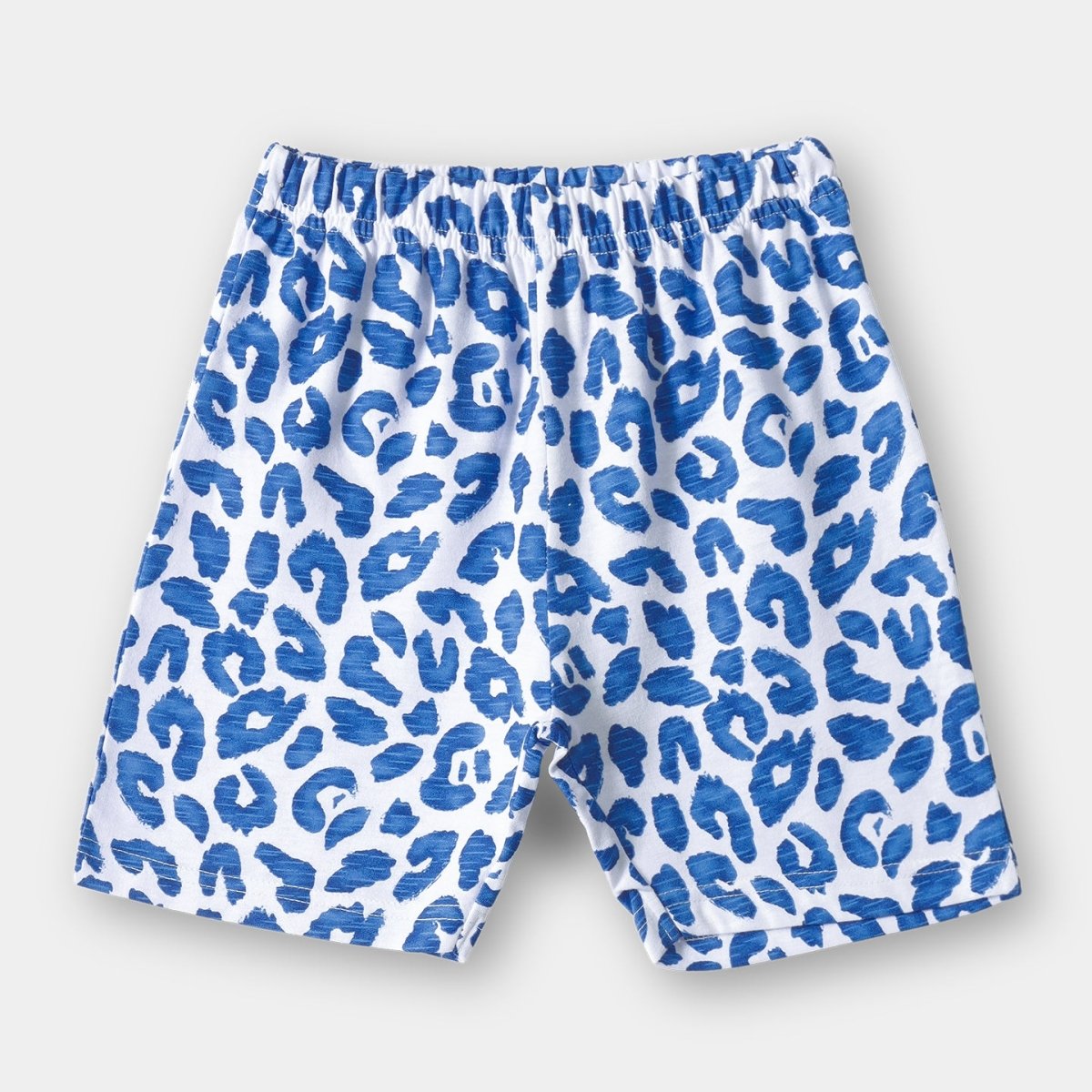 Blue Spots Shorts Set fabric and fit close-up | A Tiny Bee