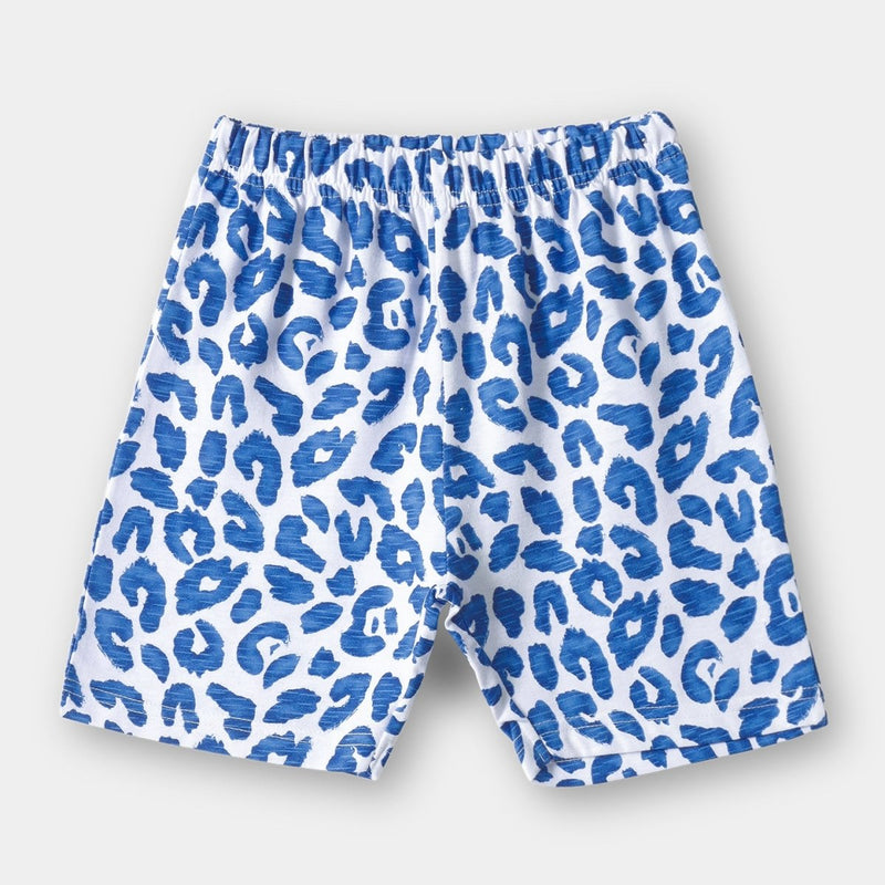 Blue Spots Shorts Set fabric and fit close-up | A Tiny Bee