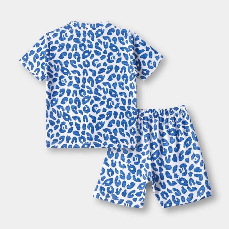 Blue Spots Shorts Set unisex kidswear — back view | A Tiny Bee