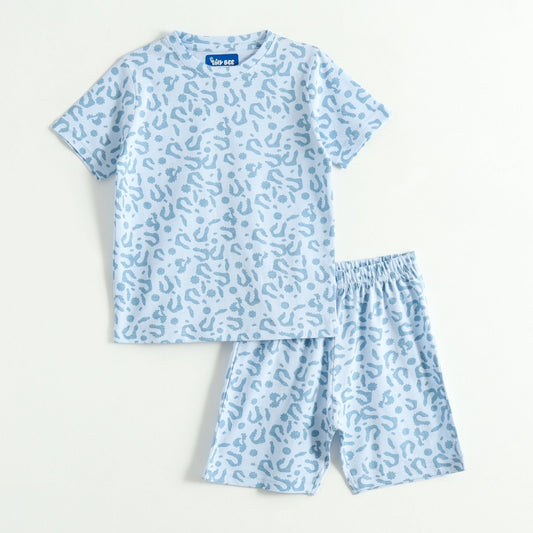 Blue Squiggle Shorts Set (Unisex) - A Tiny Bee