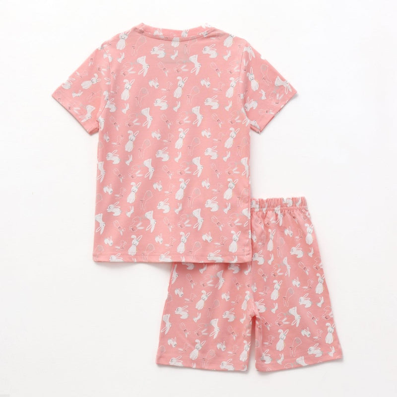 Blush Bunny Shorts Set unisex kidswear — back view | A Tiny Bee
