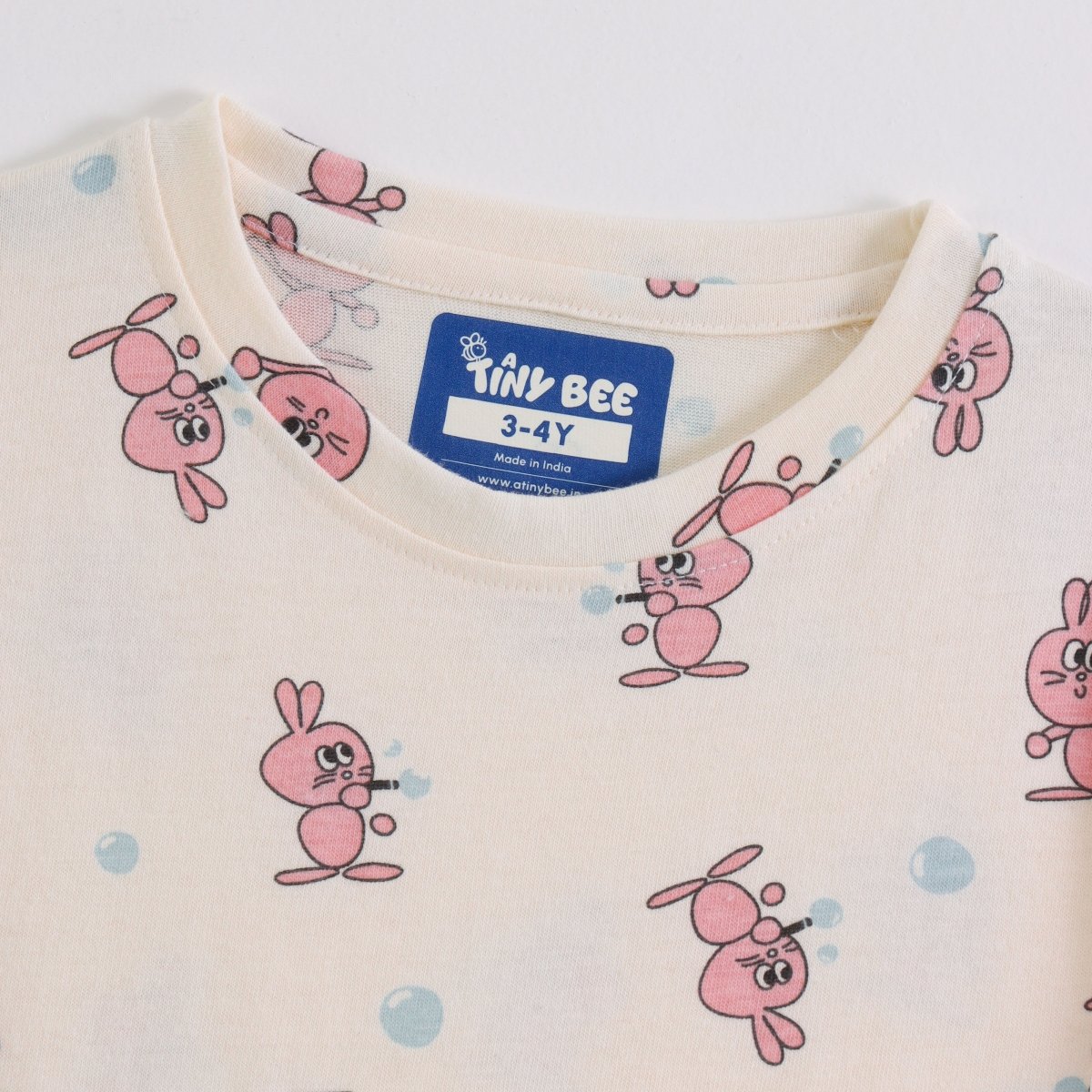 Bunny Pop Shorts Set fabric and fit close-up | A Tiny Bee