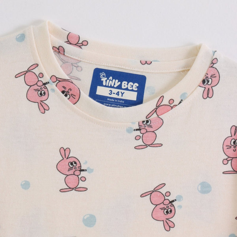 Bunny Pop Shorts Set fabric and fit close-up | A Tiny Bee