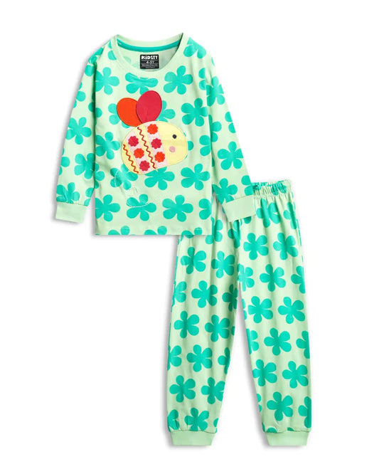 Busy Bee Girls Pajama Set Shorts Set for kids ages 1-7 — front view | A Tiny Bee