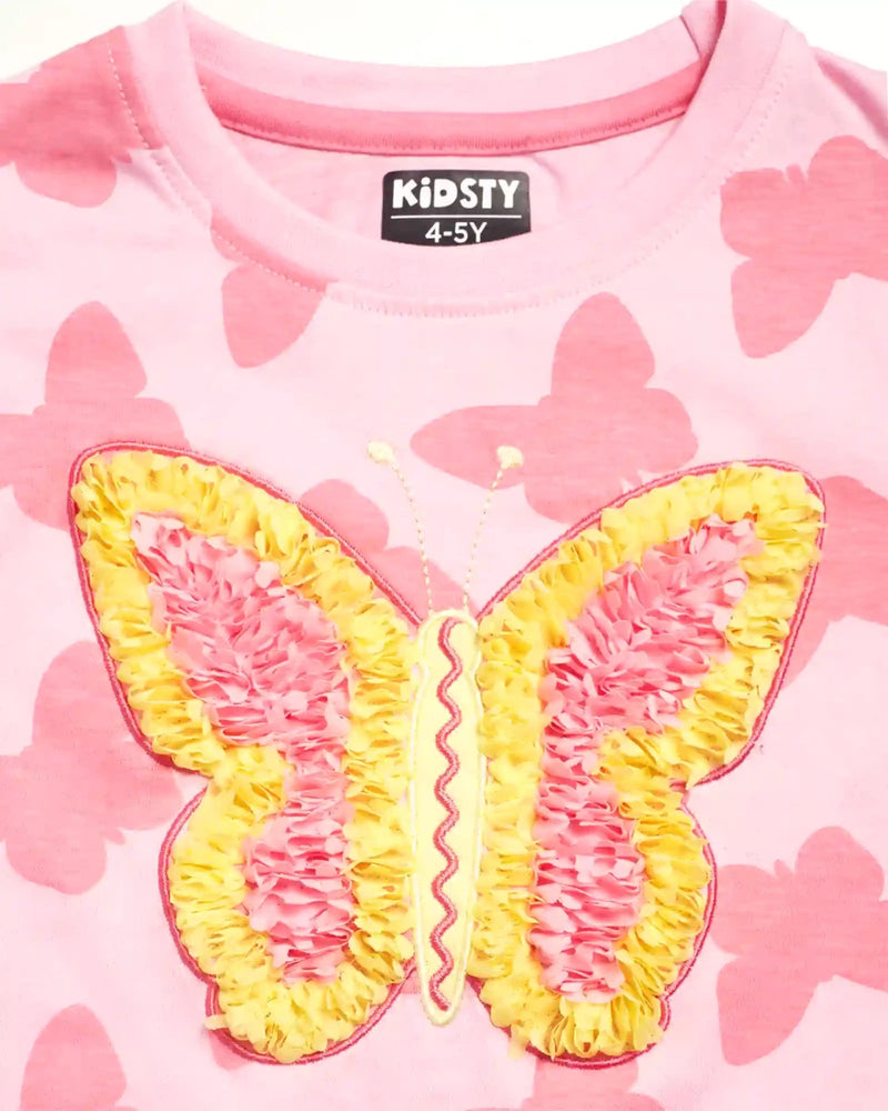 Butterfly Girls Pajama Set Shorts Set styled on child — A Tiny Bee kidswear