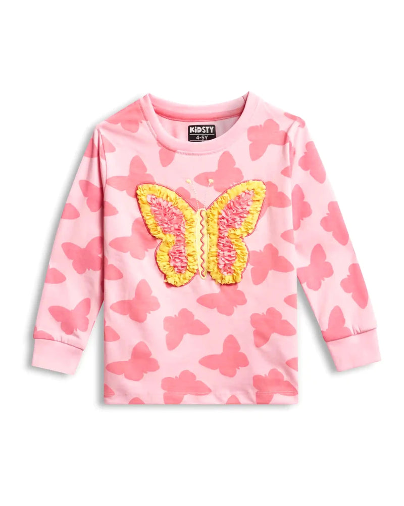 Butterfly Girls Pajama Set Shorts Set print detail — kids 1-7y | A Tiny Bee