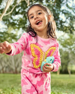 Butterfly Girls Pajama Set Shorts Set side view — unisex kids 1-7y | A Tiny Bee
