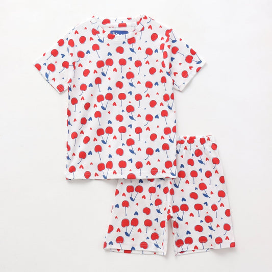 Cherry Pop Shorts Set for kids ages 1-7 — front view | A Tiny Bee