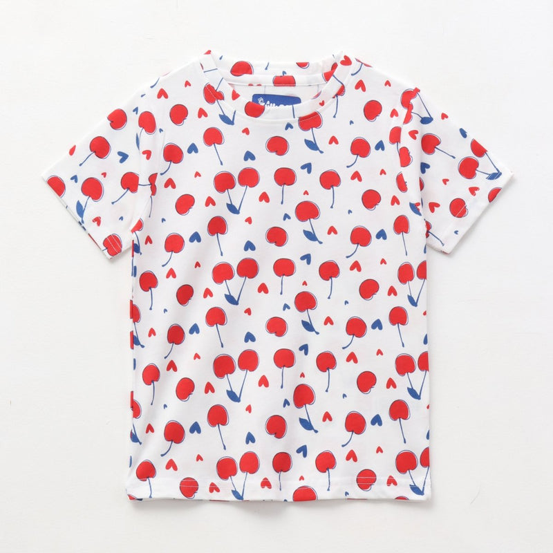 Cherry Pop Shorts Set print detail — kids 1-7y | A Tiny Bee