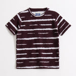 Cocoa Stripe Shorts Set short-sleeve T-shirt — front view | A Tiny Bee