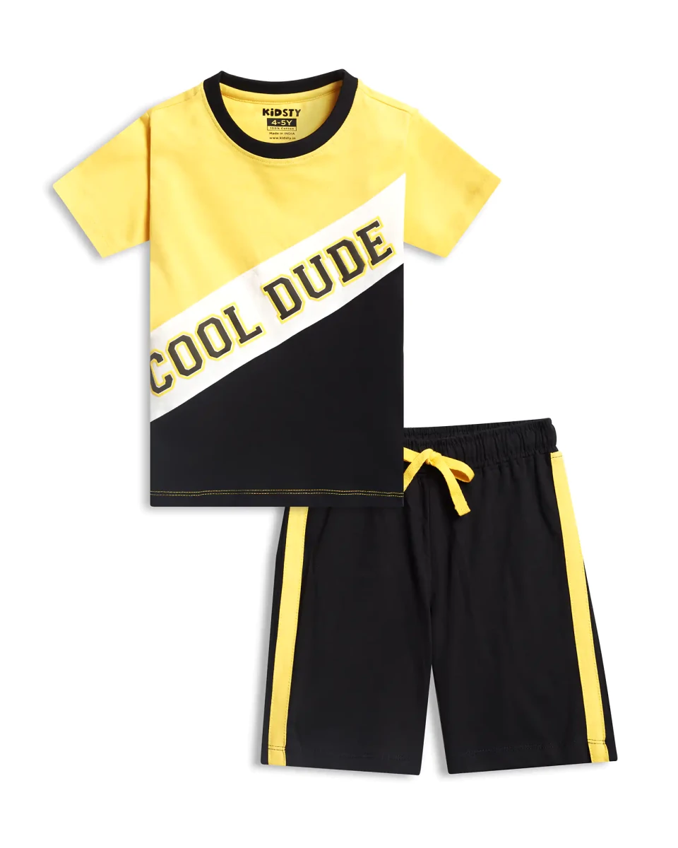 Cool Dude Boys Shorts Set for kids ages 1-7 — front view | A Tiny Bee
