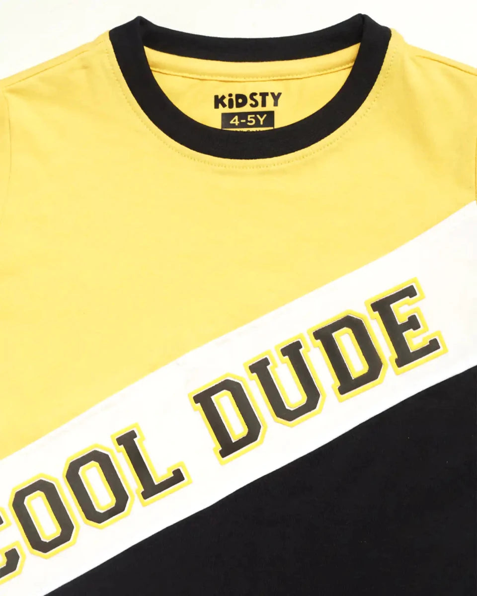 Cool Dude Boys Shorts Set fabric and fit close-up | A Tiny Bee